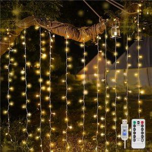 Curtain Lights for Bedroom 200Led Hanging String Lights Outdoor Waterproof Fairy